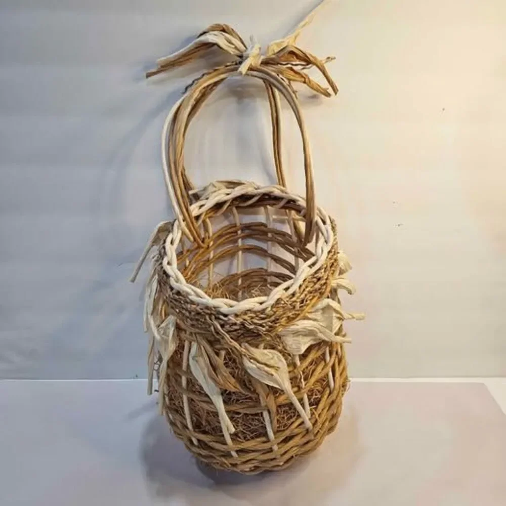 Handmade Woven Basket. Wall decor. Flat on one side.